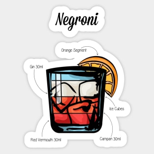 Negroni Cocktail Recipe Sticker